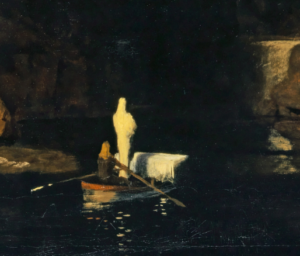 Wyspa umarłych – wersja pierwsza (Arnold Böcklin, 1880, Muzeum Sztuki w Bazylei) detal w malarstwie